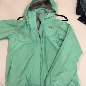 North face teal rain jacket